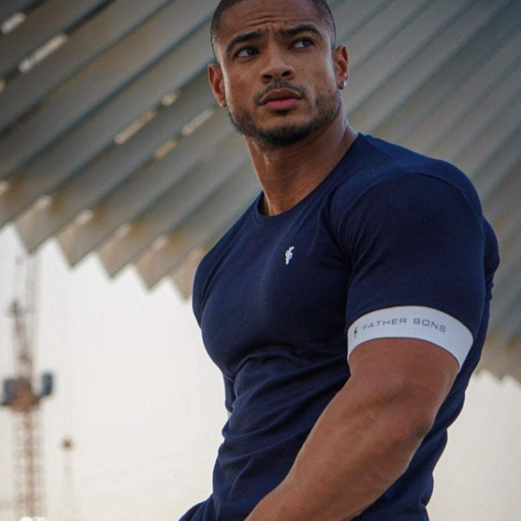 Casual Trend Round Neck T-shirt Outdoor Sports Fashion Fitness Short Sleeve